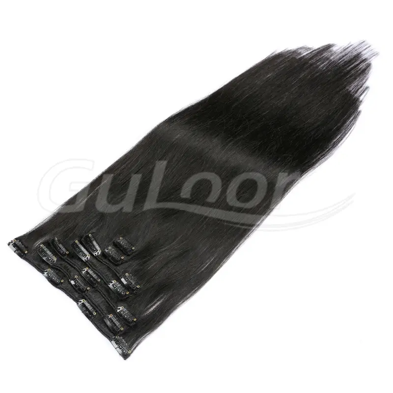 Clips Hair Wholesales 100% human Hair Extensions Black Color